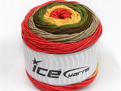 Lot of 2 x 200gr Skeins Ice Yarns CAKES ARAN Yarn Brown Green Yellow Salmon Grey