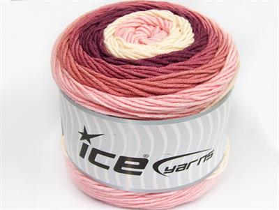Lot of 2 x 200gr Skeins Ice Yarns CAKES ARAN Yarn Pink Shades Orchid Cream