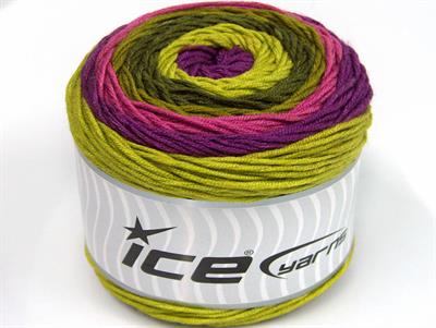 Lot of 2 x 200gr Skeins Ice Yarns CAKES ARAN Yarn Green Shades Purple Orchid