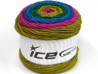 Lot of 2 x 200gr Skeins Ice Yarns CAKES ARAN Yarn Orchid Purple Turquoise Green Shades