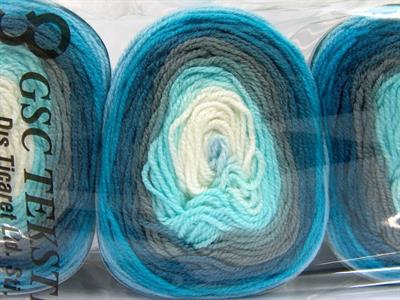 Lot of 3 x 100gr Skeins Ice Yarns CAKES BABY FINE Yarn Blue Turquoise Shades Grey White