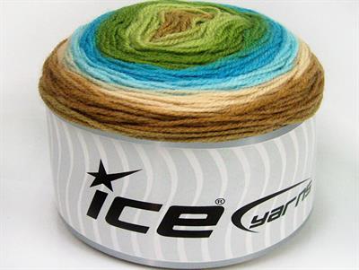 Lot of 3 x 100gr Skeins Ice Yarns CAKES BABY FINE Yarn Green Shades Turquoise Shades Brown Shades