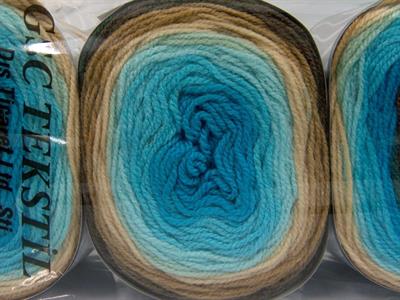 Lot of 3 x 100gr Skeins Ice Yarns CAKES BABY FINE Yarn Brown Shades Turquoise Shades