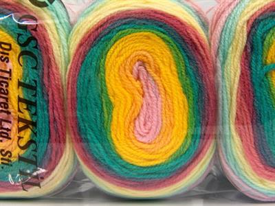 Lot of 3 x 100gr Skeins Ice Yarns CAKES BABY FINE Yarn Green Shades Yellow Shades Pink Shades