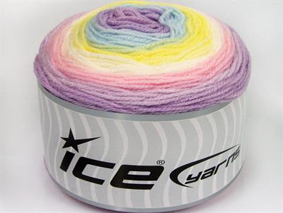Lot of 3 x 100gr Skeins Ice Yarns CAKES BABY FINE Yarn Lilac Pink White Yellow Blue