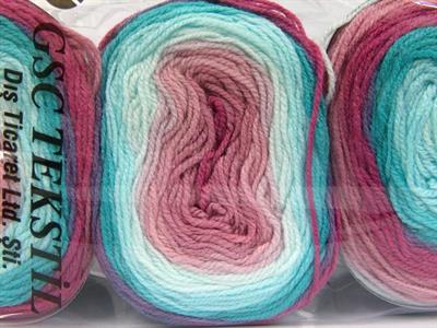 Lot of 3 x 100gr Skeins Ice Yarns CAKES BABY FINE Yarn Turquoise Mint Green Rose Pink Orchid Purple