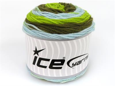 Lot of 2 x 140gr Skeins Ice Yarns CAKES Hand Knitting Yarn Green Shades Blue