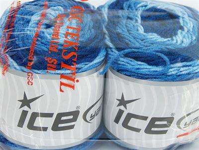 Lot of 2 x 140gr Skeins Ice Yarns CAKES Hand Knitting Yarn Blue Shades