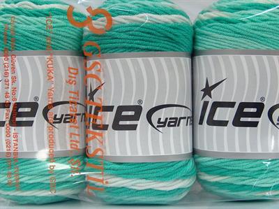 Lot of 3 x 100gr Skeins Ice Yarns CAKES BLUES BABY Yarn Green Shades White