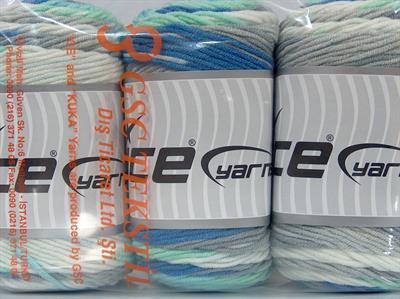 Lot of 3 x 100gr Skeins Ice Yarns CAKES BLUES BABY Yarn Baby Blue White Mint Green Grey Purple