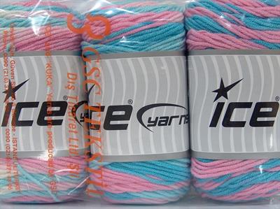 Lot of 3 x 100gr Skeins Ice Yarns CAKES BLUES BABY Yarn Baby Pink Turquoise White