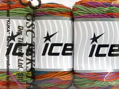 Lot of 3 x 100gr Skeins Ice Yarns CAKES BLUES Yarn Green Shades Lilac Copper Blue
