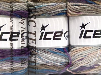 Lot of 3 x 100gr Skeins Ice Yarns CAKES BLUES Yarn Blue Purple Camel