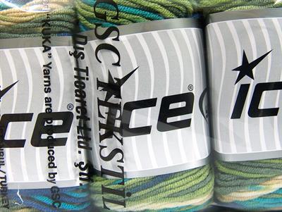 Lot of 3 x 100gr Skeins Ice Yarns CAKES BLUES Yarn Turquoise Navy Cream Green