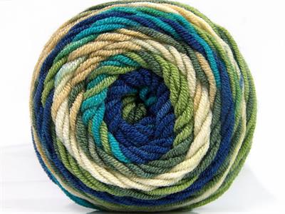 Lot of 3 x 100gr Skeins Ice Yarns CAKES BLUES Yarn Turquoise Navy Cream Green
