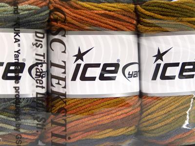 Lot of 3 x 100gr Skeins Ice Yarns CAKES BLUES Yarn Green Shades Purple Brown Shades