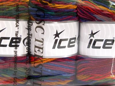 Lot of 3 x 100gr Skeins Ice Yarns CAKES BLUES Yarn Green Shades Purple Gold Red