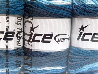 Lot of 3 x 100gr Skeins Ice Yarns CAKES BLUES Yarn Blue Shades White
