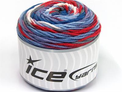 Lot of 3 x 100gr Skeins Ice Yarns CAKES BLUES Yarn Blue Shades Red Grey White