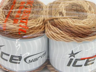 Lot of 2 x 140gr Skeins Ice Yarns CAKES Hand Knitting Yarn Brown Shades