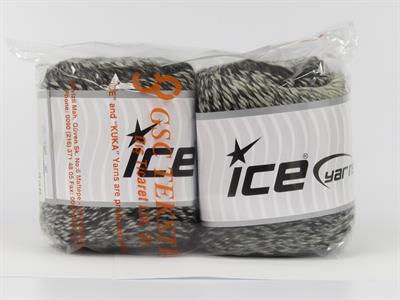 Lot of 2 x 150gr Skeins Ice Yarns CAKES CAMARO (50% Wool) Yarn Black Grey Cream
