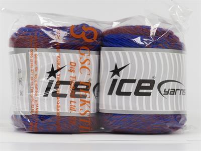 Lot of 2 x 150gr Skeins Ice Yarns CAKES CAMARO (50% Wool) Yarn Blue Burgundy