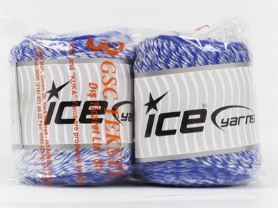 Lot of 2 x 150gr Skeins Ice Yarns CAKES CAMARO (50% Wool) Yarn Blue White