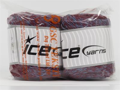 Lot of 2 x 150gr Skeins Ice Yarns CAKES CAMARO (50% Wool) Yarn Burgundy Bluish Lilac