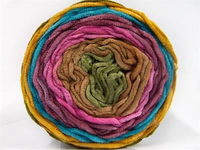 Lot of 2 x 150gr Skeins Ice Yarns CAKES CHENILLE Yarn Gold Turquoise Purple Pink Brown Khaki