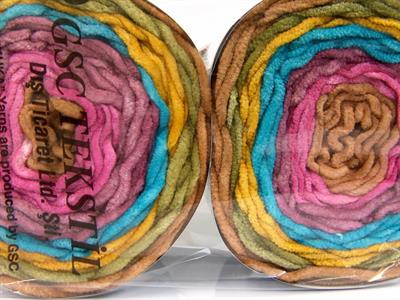 Lot of 2 x 150gr Skeins Ice Yarns CAKES CHENILLE Yarn Gold Turquoise Purple Pink Brown Khaki