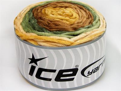 Lot of 2 x 150gr Skeins Ice Yarns CAKES CHENILLE Yarn Brown Shades Khaki