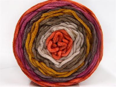 Lot of 2 x 150gr Skeins Ice Yarns CAKES CHENILLE Yarn Fuchsia Brown Shades Gold Beige Orange