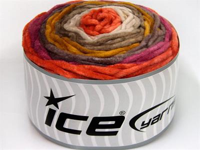 Lot of 2 x 150gr Skeins Ice Yarns CAKES CHENILLE Yarn Fuchsia Brown Shades Gold Beige Orange