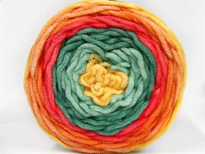 Lot of 2 x 150gr Skeins Ice Yarns CAKES CHENILLE Yarn Yellow Orange Salmon Green Shades