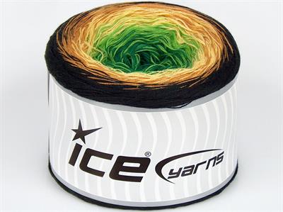 250 gr ICE YARNS CAKES COTTON FINE (50% Cotton) Yarn Green Shades Yellow Gold Black