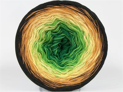 250 gr ICE YARNS CAKES COTTON FINE (50% Cotton) Yarn Green Shades Yellow Gold Black