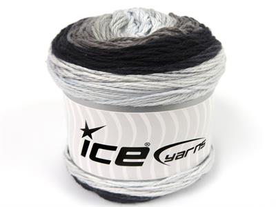 Lot of 3 x 100gr Skeins Ice Yarns CAKES COTTON ROYAL (100% Cotton) Yarn Light Blue Grey Shades Black