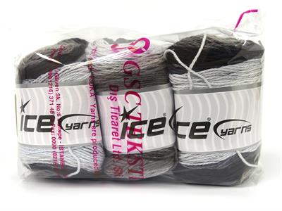 Lot of 3 x 100gr Skeins Ice Yarns CAKES COTTON ROYAL (100% Cotton) Yarn Light Blue Grey Shades Black