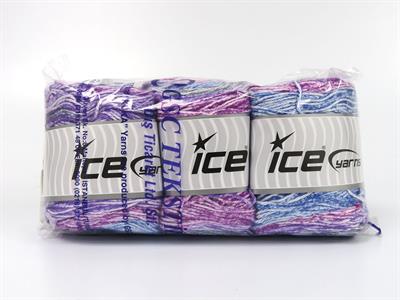 Lot of 3 x 100gr Skeins Ice Yarns CAKES COTTON ROYAL (100% Cotton) Yarn White Grey Blue Lilac Fuchsia