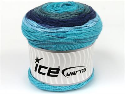 Lot of 3 x 100gr Skeins Ice Yarns CAKES COTTON ROYAL (100% Cotton) Yarn Turquoise Green Blue Navy