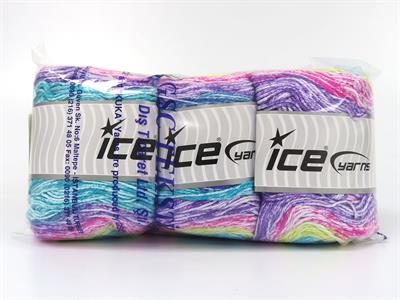 Lot of 3 x 100gr Skeins Ice Yarns CAKES COTTON ROYAL (100% Cotton) Yarn White Lilac Pink Turquoise Yellow