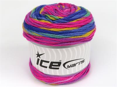 Lot of 3 x 100gr Skeins Ice Yarns CAKES COTTON ROYAL (100% Cotton) Yarn Rainbow