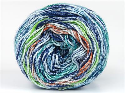 Lot of 3 x 100gr Skeins Ice Yarns CAKES COTTON ROYAL (100% Cotton) Yarn Blue Shades Green Shades Orange White