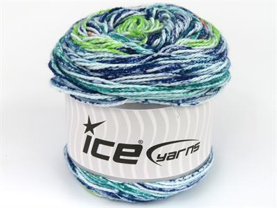 Lot of 3 x 100gr Skeins Ice Yarns CAKES COTTON ROYAL (100% Cotton) Yarn Blue Shades Green Shades Orange White