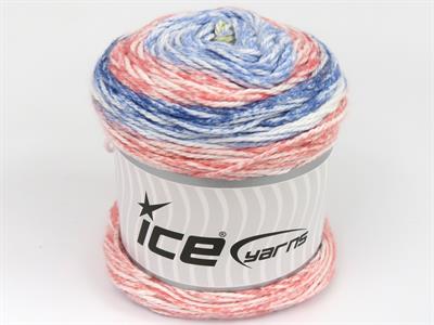 Lot of 3 x 100gr Skeins Ice Yarns CAKES COTTON ROYAL (100% Cotton) Yarn Blue Shades Salmon White Yellow