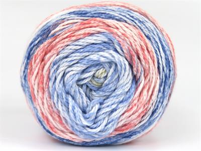 Lot of 3 x 100gr Skeins Ice Yarns CAKES COTTON ROYAL (100% Cotton) Yarn Blue Shades Salmon White Yellow