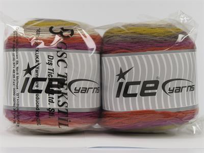 Lot of 2 x 150gr Skeins Ice Yarns CAKES DK Yarn Camel Shades Light Beige Gold Fuchsia Copper