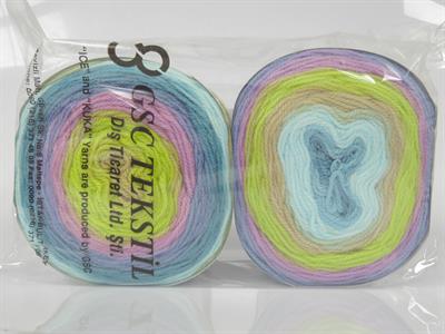 Lot of 2 x 150gr Skeins Ice Yarns CAKES DK Yarn Beige Green Orchid Turquoise Shades