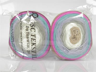 Lot of 2 x 150gr Skeins Ice Yarns CAKES DK Yarn White Grey Lilac Green Pink