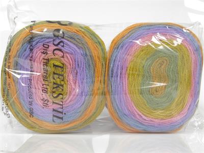 Lot of 2 x 150gr Skeins Ice Yarns CAKES DK Yarn Green Shades Gold Pink Lilac Blue